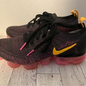 Nike Air VaporMax Fly Knit Running Shoes Black & Pink, Reflective, Nike Logos